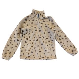 Abercrombie & Fitch Leopard Sherpa 1/4 Sweater Women's Size Small